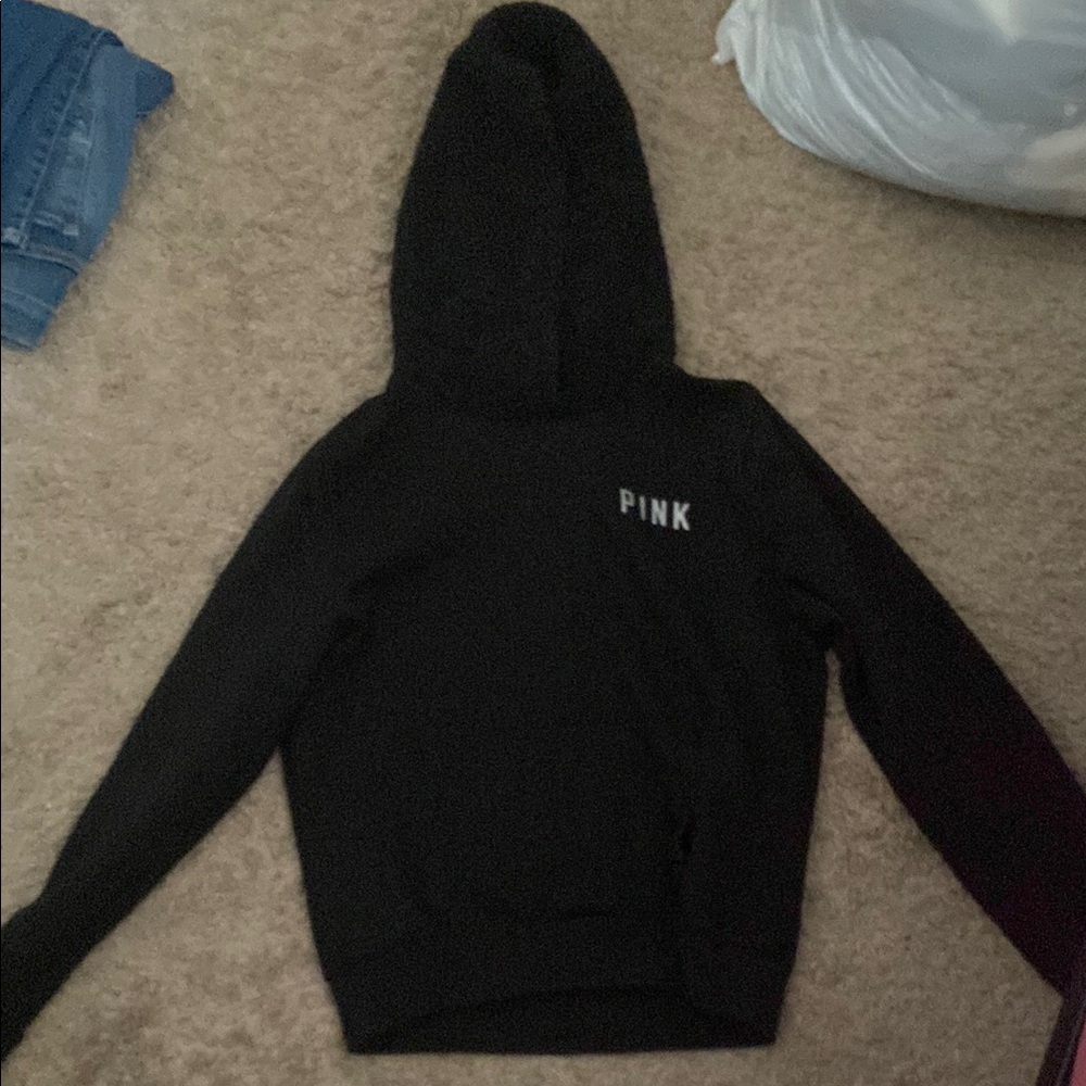 Black Hoodie with Pink Logo